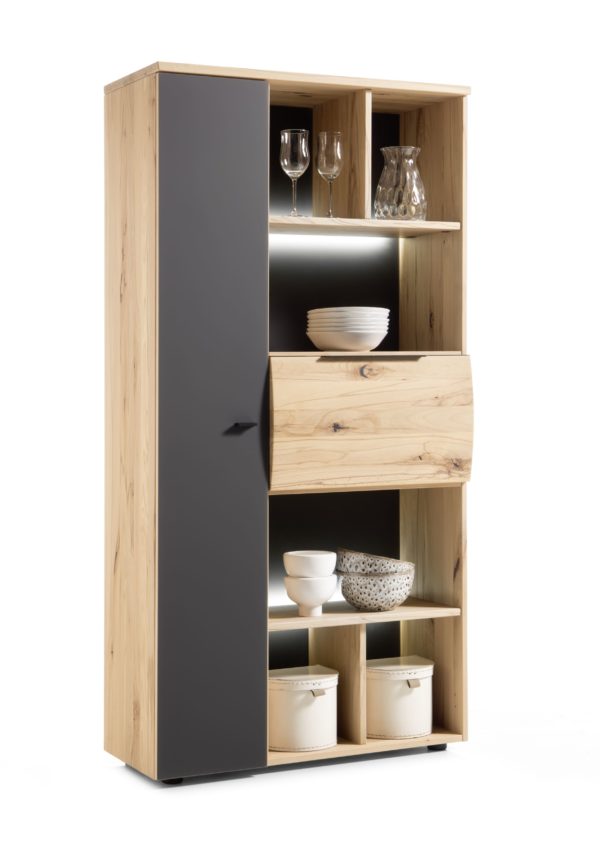 Kleiderschrank mit 6 Türen und Regal in Fango und Nussbaum | Möbelhaus